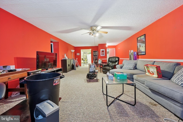 400 Glendale Rd Unit E 13, Havertown, PA 19083 - carpeted living area with a ceiling fan and a textured ceiling