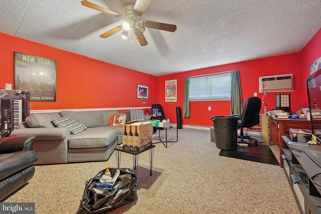 400 Glendale Rd Unit E 13, Havertown, PA 19083 - office featuring a wall mounted air conditioner, carpet floors, ceiling fan, and a textured ceiling