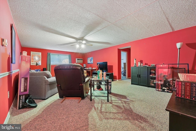 400 Glendale Rd Unit E 13, Havertown, PA 19083 - carpeted living room featuring a ceiling fan and a textured ceiling