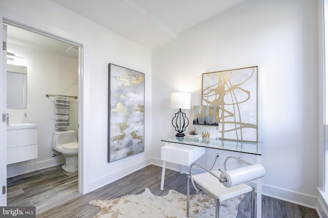 4901 1st St NW Unit 5, Washington, DC 20011 - office area with wood finished floors and baseboards