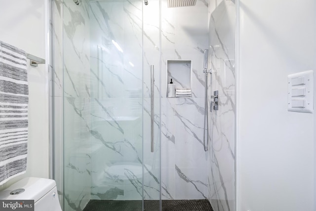 4901 1st St NW Unit 5, Washington, DC 20011 - bathroom featuring a marble finish shower and toilet