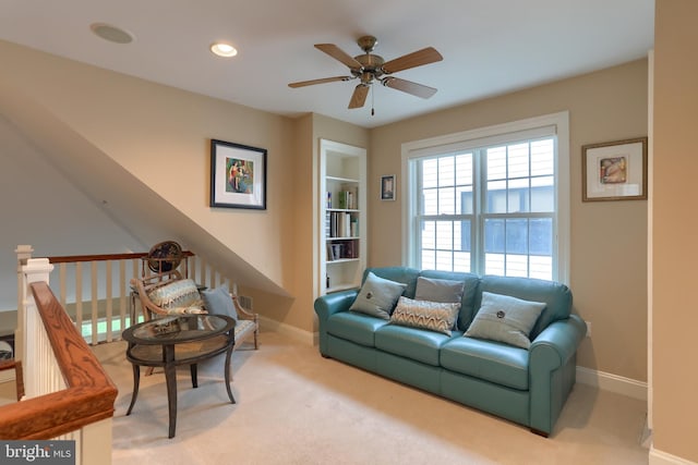 162 High Pointe Dr, Hummelstown, PA 17036 - carpeted living room with ceiling fan and recessed lighting