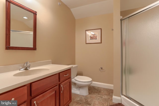 162 High Pointe Dr, Hummelstown, PA 17036 - full bathroom with vanity, a shower stall, and stone finish floors