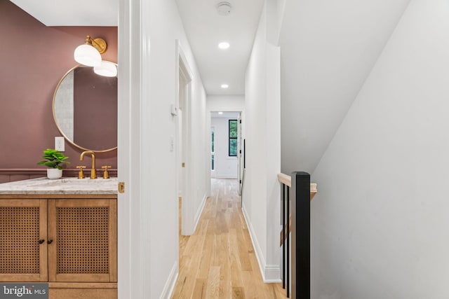 1310 E Passyunk Ave, Philadelphia, PA 19147 - corridor featuring light wood finished floors, recessed lighting, and an upstairs landing