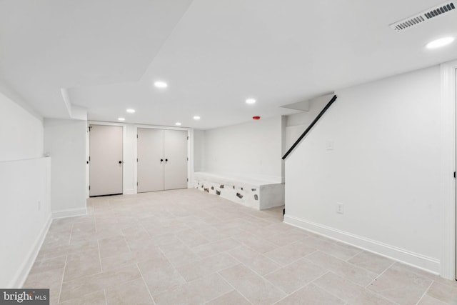 1310 E Passyunk Ave, Philadelphia, PA 19147 - finished below grade area featuring recessed lighting, light tile patterned floors, and stairway