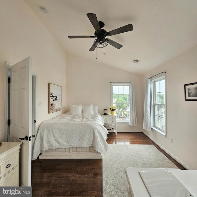 3835 Sugarloaf Pkwy, Frederick, MD 21704 - bedroom with vaulted ceiling, wood finished floors, and a ceiling fan