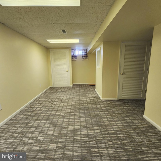 184 Steven Ln, Wilmington, DE 19808 - finished basement with carpet flooring and a drop ceiling