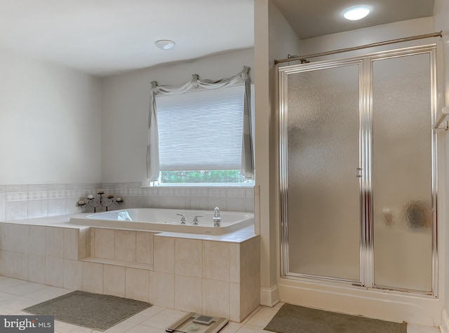 23273 Nicholson St, Hollywood, MD 20636 - bathroom with tile patterned flooring, a stall shower, and a bath