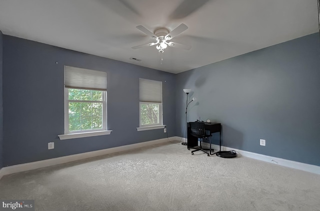 23273 Nicholson St, Hollywood, MD 20636 - carpeted home office featuring ceiling fan and baseboards
