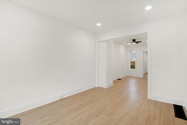 749 Church St, Reading, PA 19601 - spare room with light wood-style floors, recessed lighting, and a ceiling fan