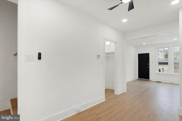 749 Church St, Reading, PA 19601 - empty room featuring ceiling fan, light wood-type flooring, and recessed lighting