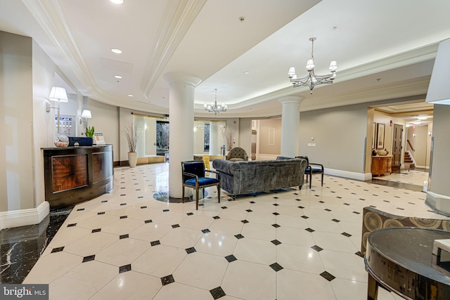 3401 38th St NW Unit 411, Washington, DC 20016 - community lobby with crown molding, recessed lighting, and stairway