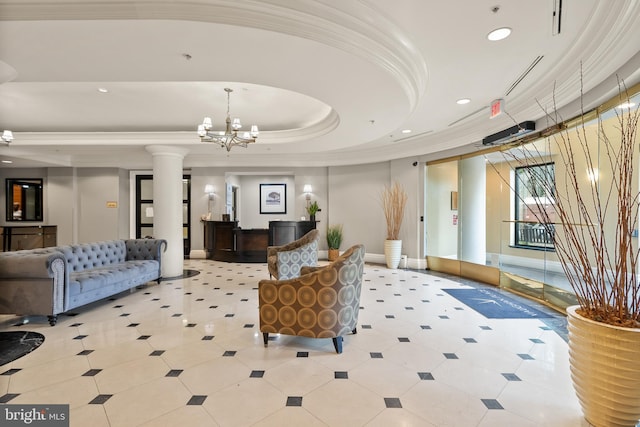 3401 38th St NW Unit 411, Washington, DC 20016 - building lobby featuring ornamental molding and recessed lighting