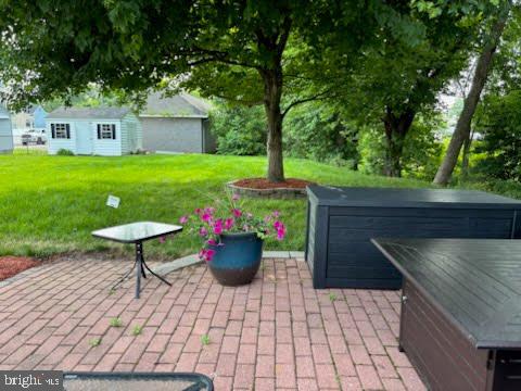 554 Locust St, Bristol, PA 19007 - view of patio / terrace with a hot tub and an outdoor structure