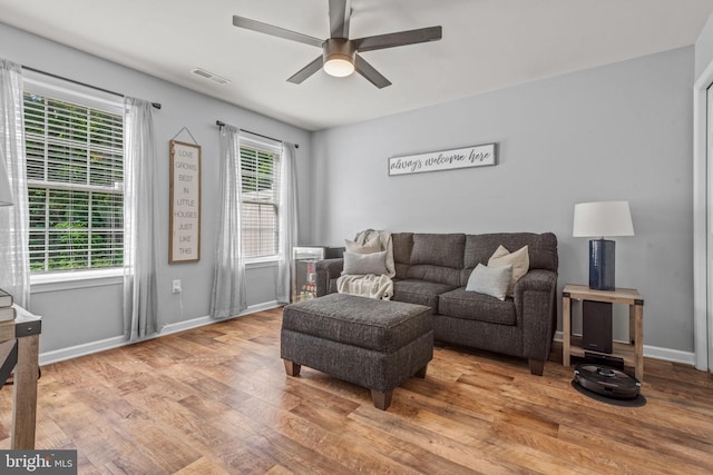 121 Westpoint Dr, Carlisle, PA 17013 - living area featuring ceiling fan, wood finished floors, and healthy amount of natural light