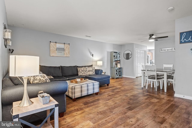 121 Westpoint Dr, Carlisle, PA 17013 - living room with a ceiling fan and wood finished floors