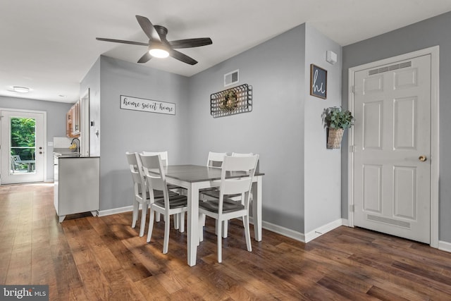 121 Westpoint Dr, Carlisle, PA 17013 - dining area featuring dark wood-type flooring and ceiling fan