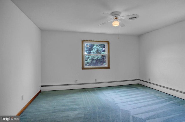 21024 Jefferson Blvd, Smithsburg, MD 21783 - spare room featuring a ceiling fan, carpet, and a baseboard heating unit