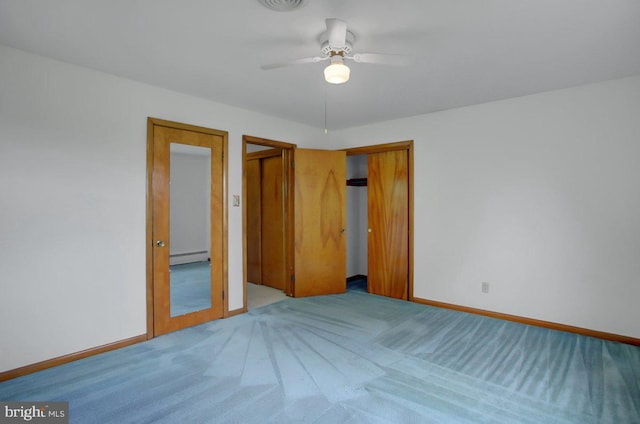 21024 Jefferson Blvd, Smithsburg, MD 21783 - unfurnished bedroom featuring a baseboard radiator, carpet, and a ceiling fan