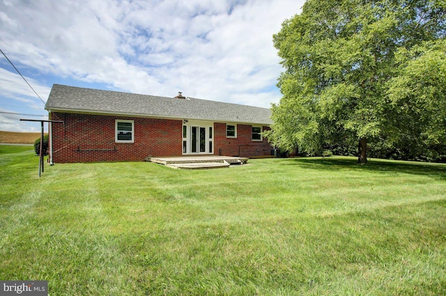21024 Jefferson Blvd, Smithsburg, MD 21783 - rear view of house featuring brick siding, a lawn, french doors, and a patio