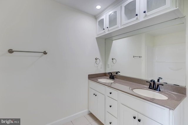 24750 Peterkins Rd, Georgetown, DE 19947 - bathroom with double vanity and tile patterned flooring