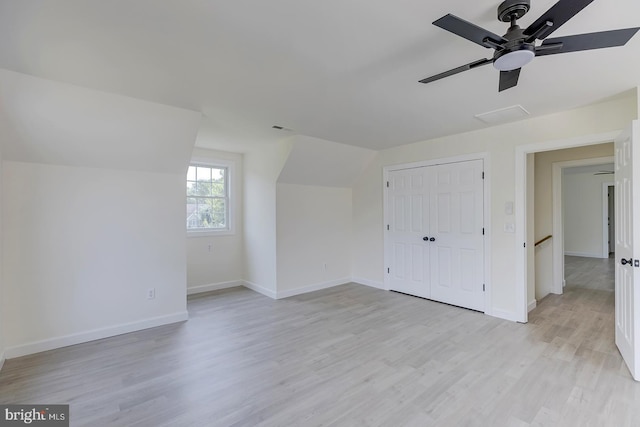 24750 Peterkins Rd, Georgetown, DE 19947 - bonus room with light wood-style flooring, vaulted ceiling, and ceiling fan