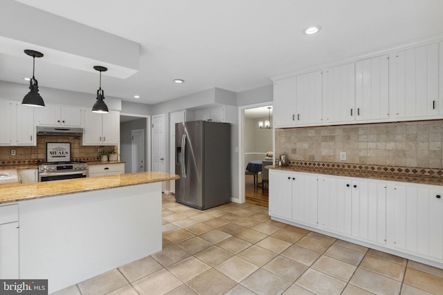 12 Stonelea Dr, Princeton Junction, NJ 08550 - kitchen with appliances with stainless steel finishes, under cabinet range hood, backsplash, white cabinets, and recessed lighting