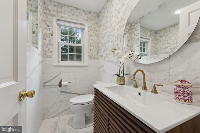 12 Stonelea Dr, Princeton Junction, NJ 08550 - bathroom featuring vanity, tile walls, and marble finish flooring