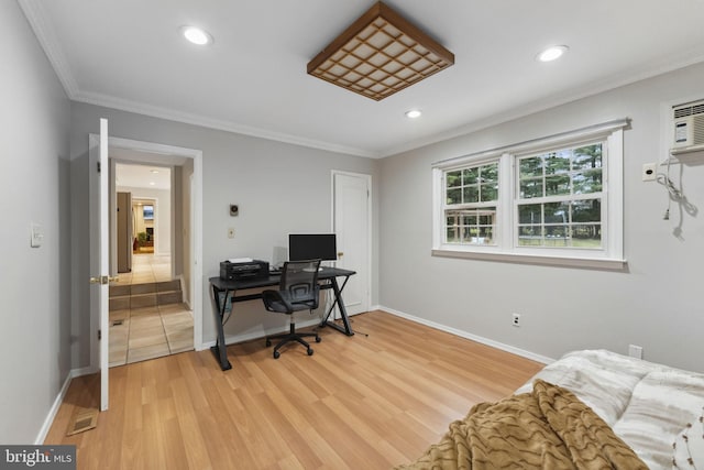 12 Stonelea Dr, Princeton Junction, NJ 08550 - office area featuring crown molding, light wood-type flooring, and recessed lighting