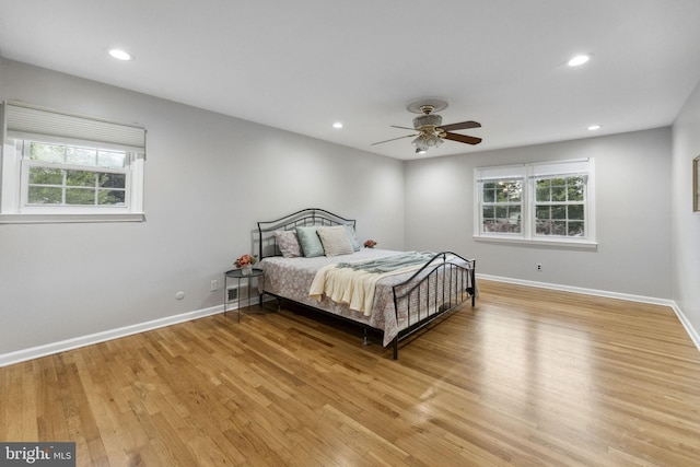 12 Stonelea Dr, Princeton Junction, NJ 08550 - bedroom featuring multiple windows, light wood-style flooring, recessed lighting, and a ceiling fan