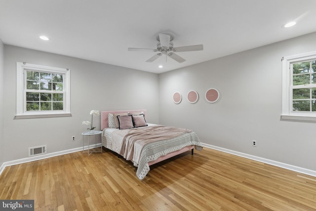 12 Stonelea Dr, Princeton Junction, NJ 08550 - bedroom with light wood-style flooring, recessed lighting, and a ceiling fan
