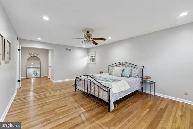 12 Stonelea Dr, Princeton Junction, NJ 08550 - bedroom with light wood-style floors, recessed lighting, and ceiling fan