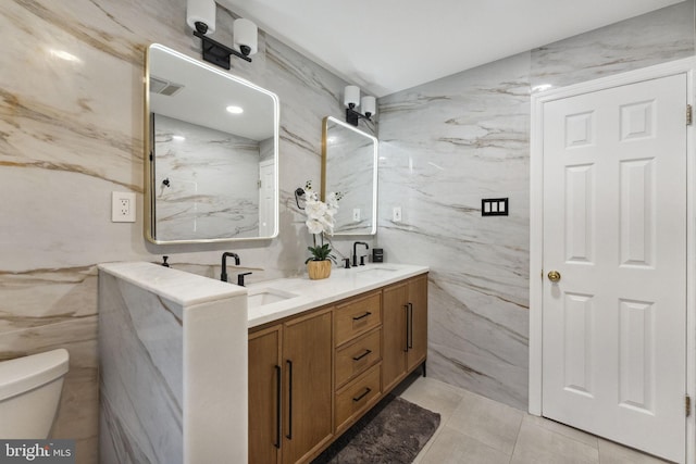 12 Stonelea Dr, Princeton Junction, NJ 08550 - full bathroom with tile walls, double vanity, and tile patterned floors