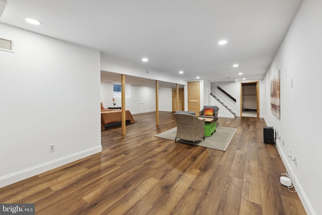12 Stonelea Dr, Princeton Junction, NJ 08550 - living room featuring recessed lighting, stairway, and wood finished floors