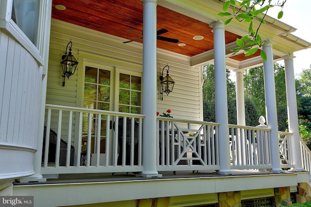 3634 Chain Bridge Rd, Fairfax, VA 22030 - wooden porch with a ceiling fan