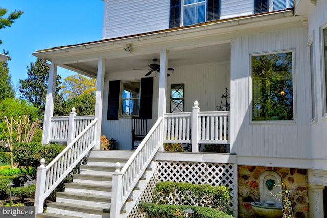 3634 Chain Bridge Rd, Fairfax, VA 22030 - doorway to property with a porch and ceiling fan