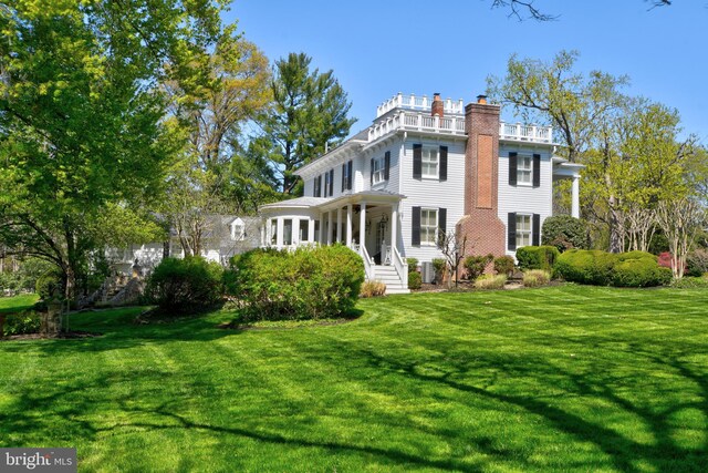 3634 Chain Bridge Rd, Fairfax, VA 22030 - view of front of property featuring a front lawn and a chimney