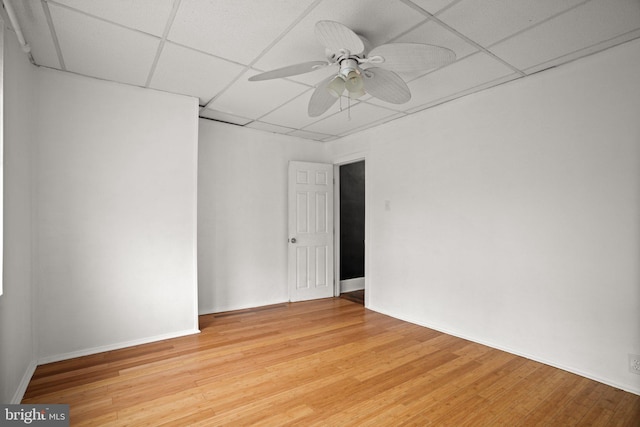 7019 Algard St, Philadelphia, PA 19135 - unfurnished room with a drop ceiling, light wood-type flooring, and a ceiling fan