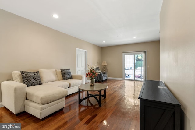 1324 W Chester Pike Unit 105, West Chester, PA 19382 - living room featuring dark wood-type flooring and recessed lighting