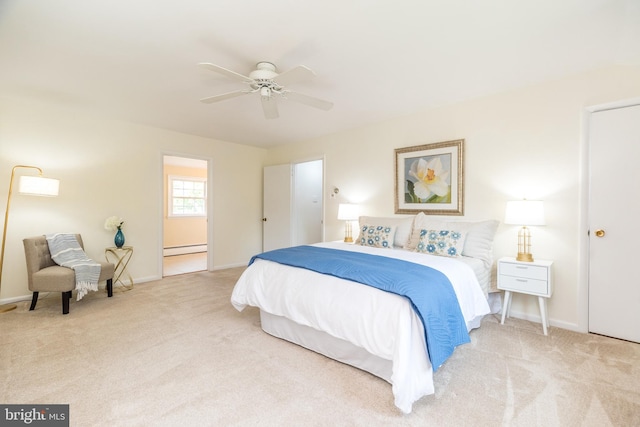 559 Maple Ave, Doylestown, PA 18901 - carpeted bedroom with baseboard heating and ceiling fan