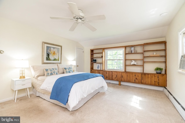 559 Maple Ave, Doylestown, PA 18901 - bedroom featuring baseboard heating, light carpet, and a ceiling fan