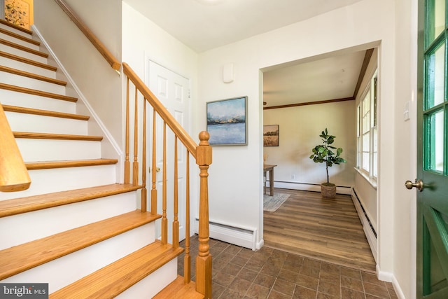 559 Maple Ave, Doylestown, PA 18901 - staircase featuring a baseboard radiator and baseboard heating