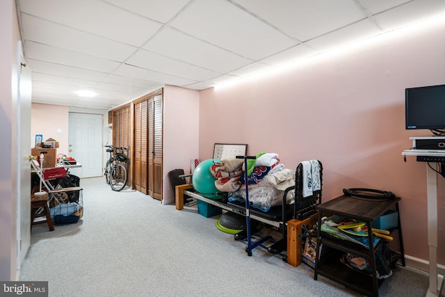 4130 Merrick St, Philadelphia, PA 19128 - game room with a drop ceiling and carpet