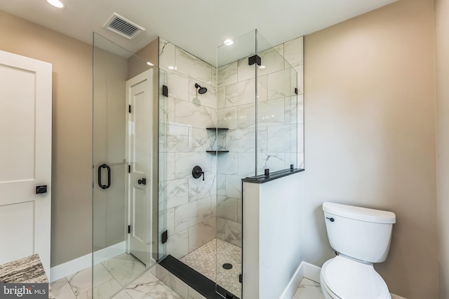 45 Orchard Ln, Berwyn, PA 19312 - full bathroom with marble look tile flooring, a stall shower, and recessed lighting