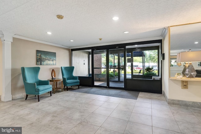 1610 The Fairway Unit 404-W, Jenkintown, PA 19046 - lobby featuring crown molding, recessed lighting, and a textured ceiling