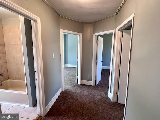 305 Delamore Pl, Wilmington, DE 19805 - hallway with carpet and ornamental molding