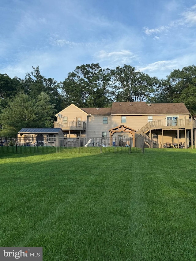 1872 Yingling Dr, Spring Grove, PA 17362 - back of property featuring a deck, a gazebo, and stairs
