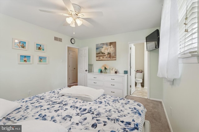 709 Parmentier Rd, Warminster, PA 18974 - bedroom with carpet, ceiling fan, and connected bathroom