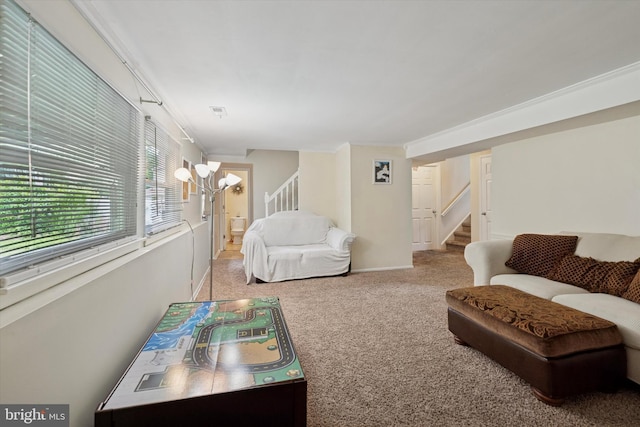 709 Parmentier Rd, Warminster, PA 18974 - carpeted living room with stairway