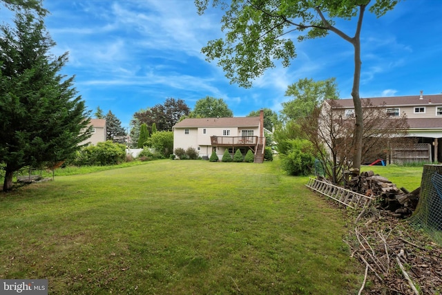 709 Parmentier Rd, Warminster, PA 18974 - view of yard featuring a deck and stairway